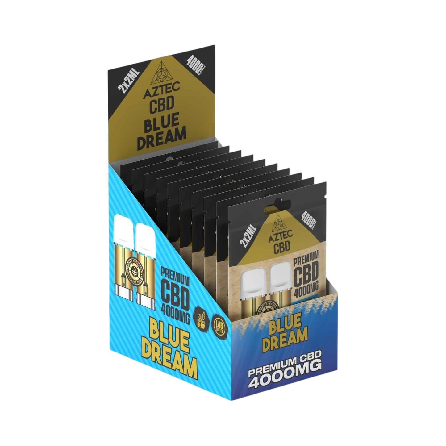 Aztec CBD Premium Pods - Blue Dream (4000mg CBD, 2x2ml) | Broad Spectrum, THC-Free | 4000 Puffs