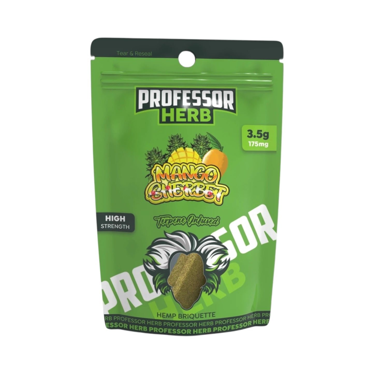Professor Herb Hemp Briquette Hash (3.5g) – Mango Sherbet | Premium CBD Hemp Hash | Italian Hemp Pollen | 175mg CBD