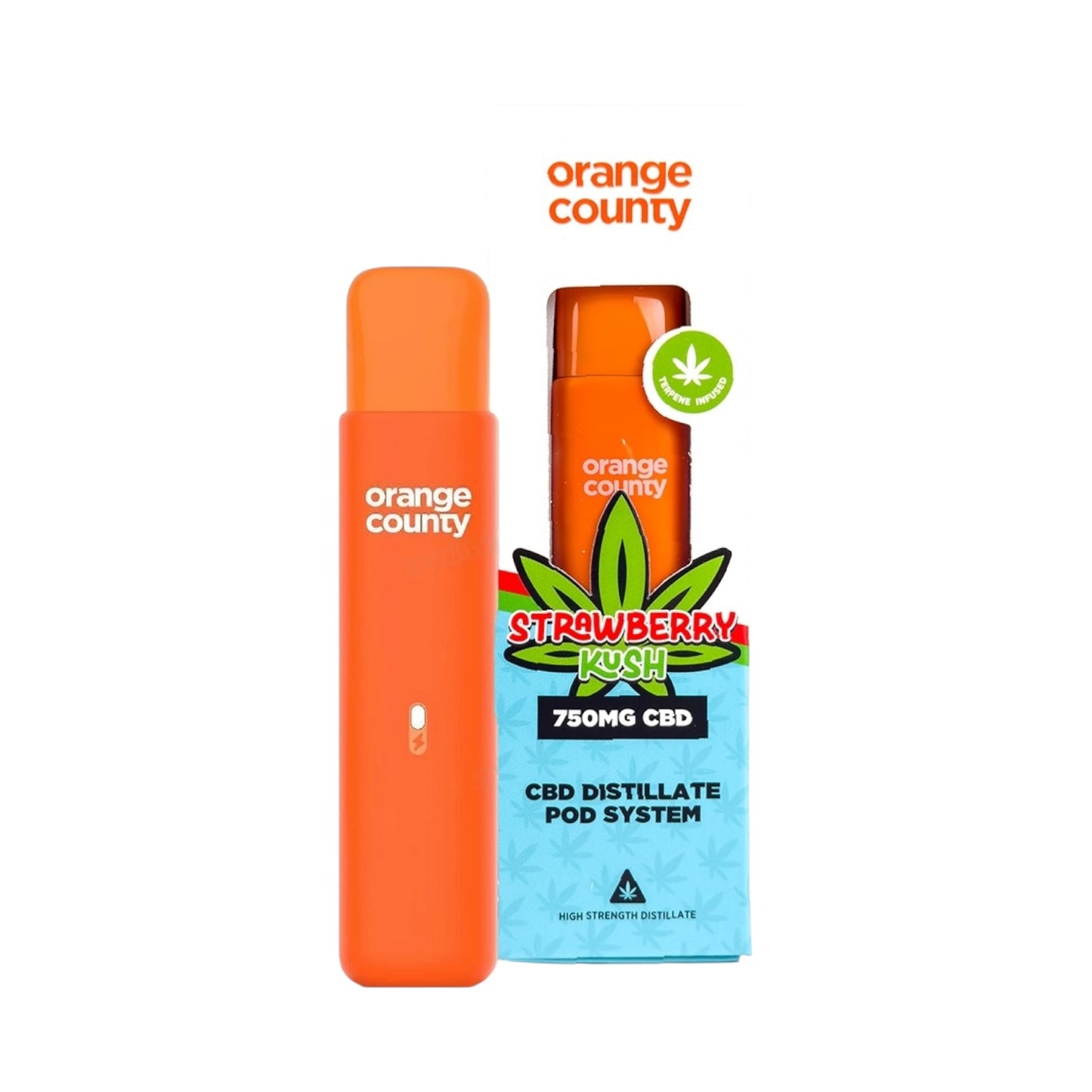 Orange County CBD Pod System - Strawberry Kush (750mg, 1ml, Rechargeable, Broad-Spectrum, THC-Free)