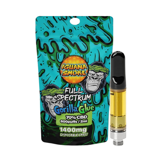 Iguana Smoke CBD Vape Cartridge - Gorilla Glue (1400mg, 2ml, 70% Full-Spectrum CBD) | 510 Thread Compatible