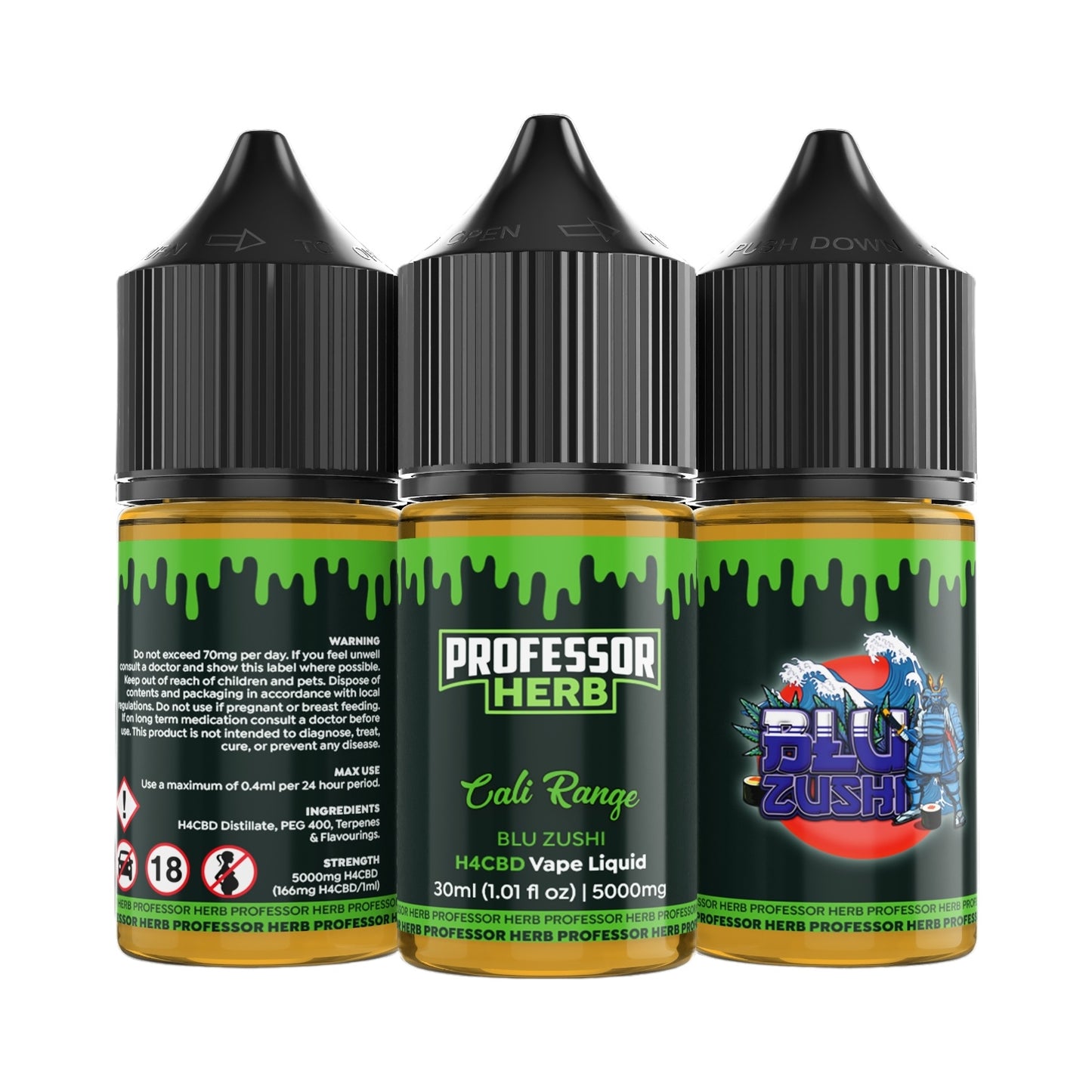 Professor Herb H4CBD Vape Liquid 5000mg 30ml – Cali Range – Blu Zushi (Sweet Blueberry Zkittles & Kush Mints)