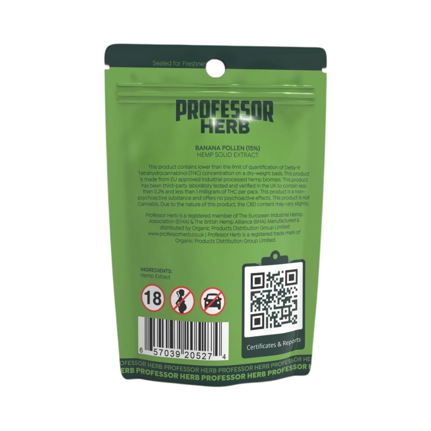 Professor Herb Hemp Solid Extract (2g) – Banana Pollen Hash (15%) | Premium CBD Hemp Hash | Italian Extract | 300mg CBD