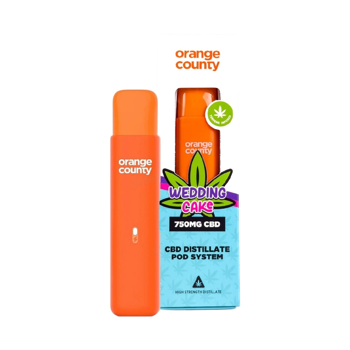Orange County CBD Pod System - Wedding Cake (750mg, 1ml, Rechargeable, Broad-Spectrum, THC-Free)