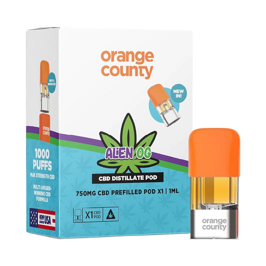 Orange County CBD Refill Pod - Alien OG (750mg, 1ml, Plug-and-Play, THC-Free) | Compatible with Orange County Pod Device
