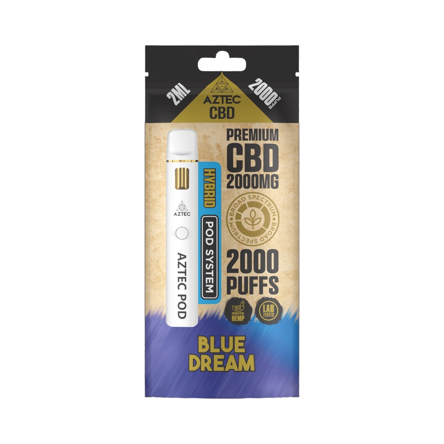 Aztec CBD Premium Pod System - Blue Dream (2000mg CBD, 2ml) | Broad Spectrum, THC-Free