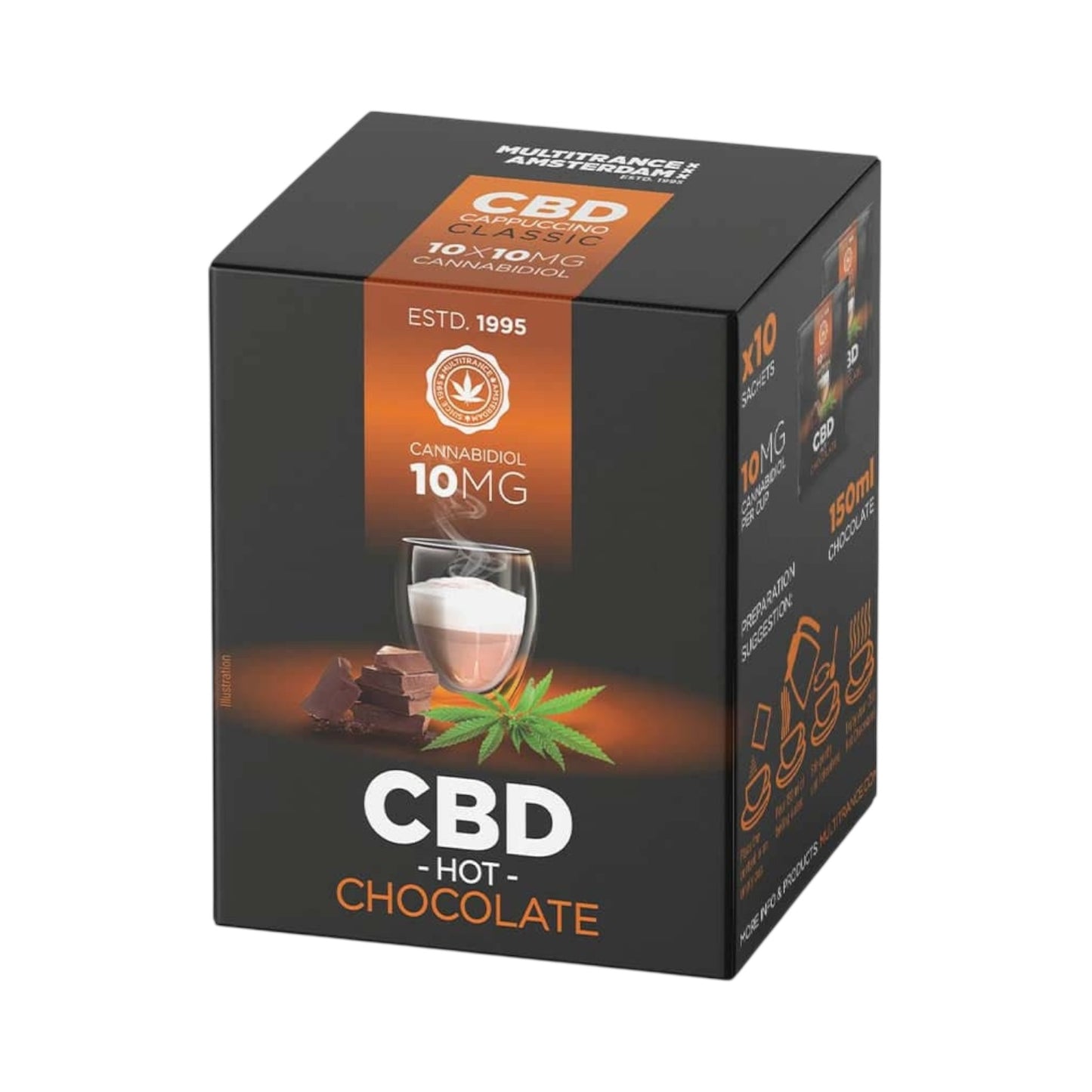 Multitrance CBD Hot Chocolate Instant – 10mg CBD per Sachet (10 Pack | CBD Infused Cocoa Drink)