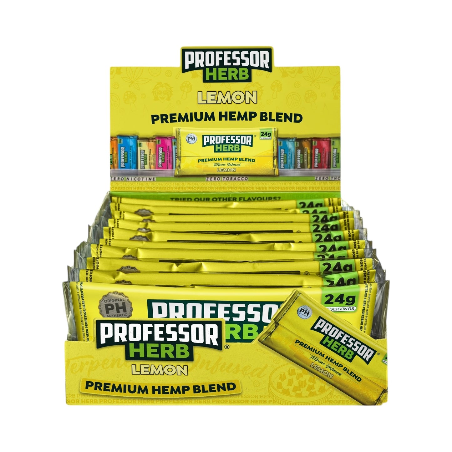 Professor Herb Premium Hemp Blend (24g) – Lemon | Natural Herbal Substitute – 1400mg CBD | Citrus Flavour | Tobacco-Free, Nicotine-Free, THC-Free