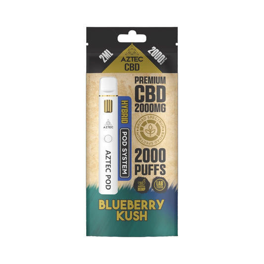 Aztec CBD Premium Pod System - Blueberry Kush (2000mg CBD, 2ml) | Broad Spectrum, THC-Free