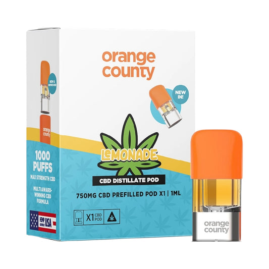 Orange County CBD Refill Pod - Lemonade (750mg, 1ml, Plug-and-Play, THC-Free) | Compatible with Orange County Pod Device