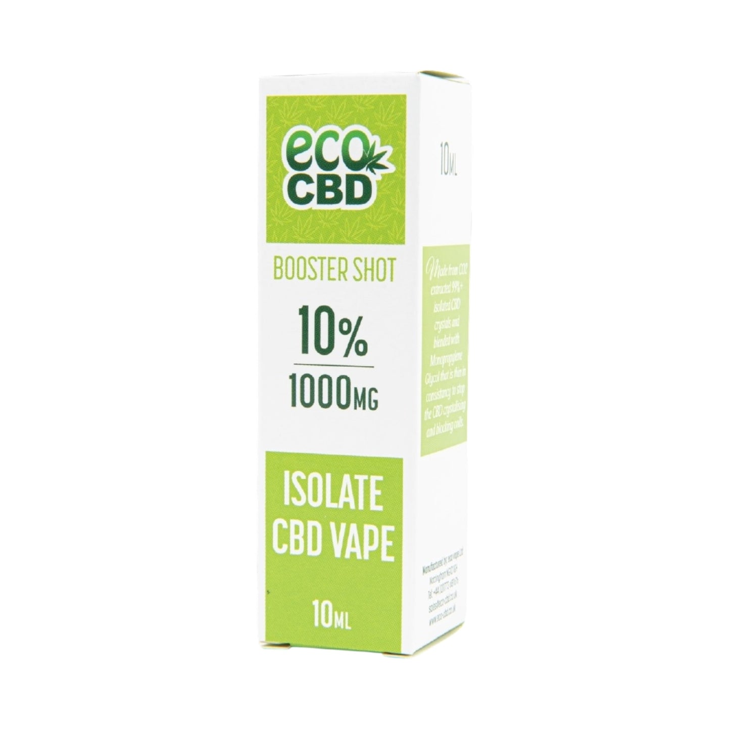 Eco-CBD Vape Booster Shot – 10ml | 10% CBD Isolate (1000mg) | Add to E-Liquids