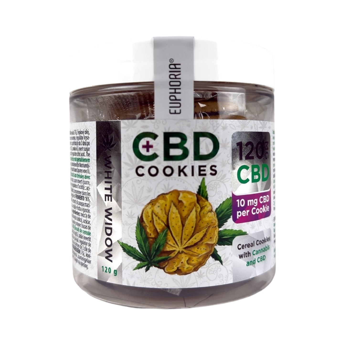 Euphoria CBD Cookies – White Widow (120mg CBD | 12 Cookies per Pot)