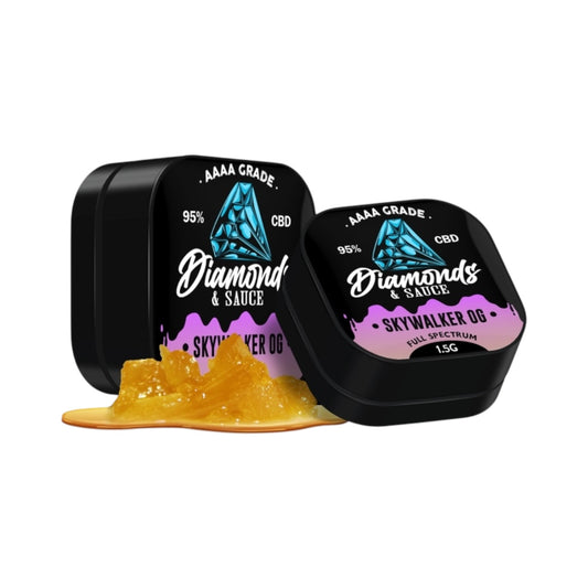 Diamonds & Sauce – Skywalker OG (1.5g | 95% Full Spectrum CBD | 3% CBG | Terpene Infused)