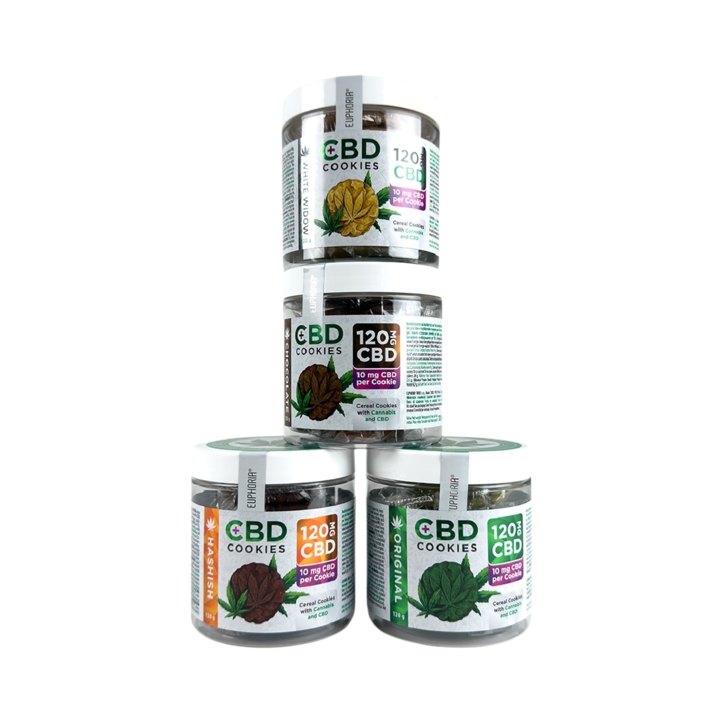 Euphoria CBD Cookies – White Widow (120mg CBD | 12 Cookies per Pot)