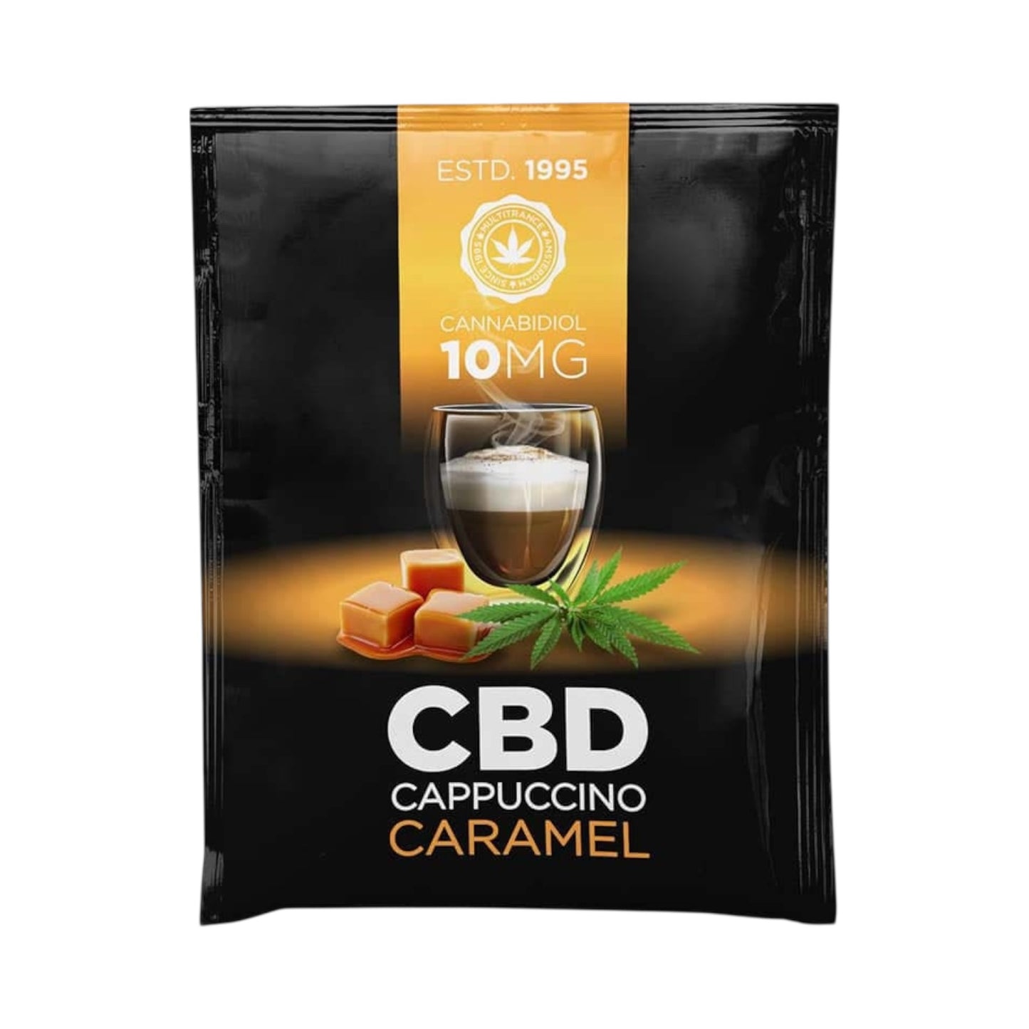 Multitrance CBD Coffee Instant Caramel Cappuccino – 10mg CBD per Sachet (10 Pack | CBD Infused Instant Coffee)