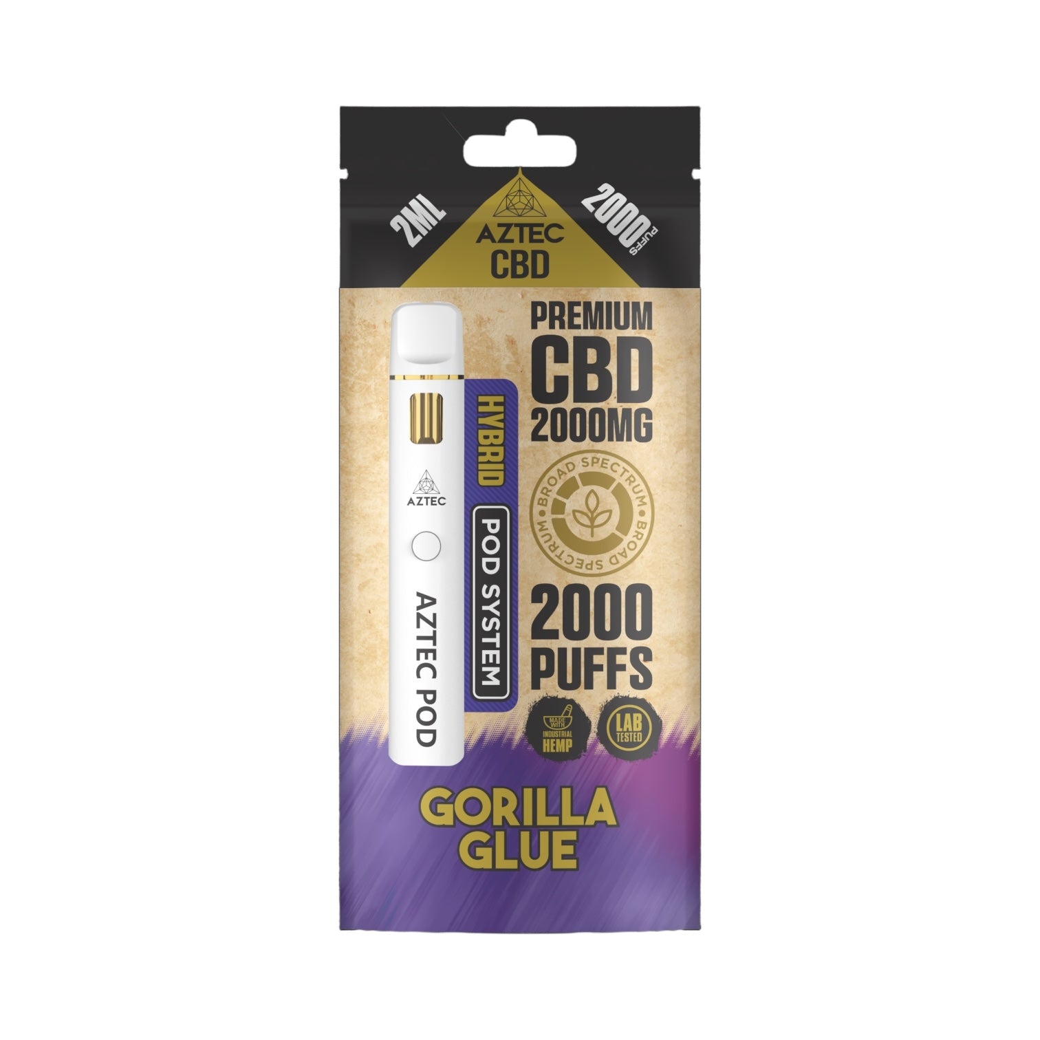 Aztec CBD Premium Pod System - Gorilla Glue (2000mg CBD, 2ml) | Broad Spectrum, THC-Free