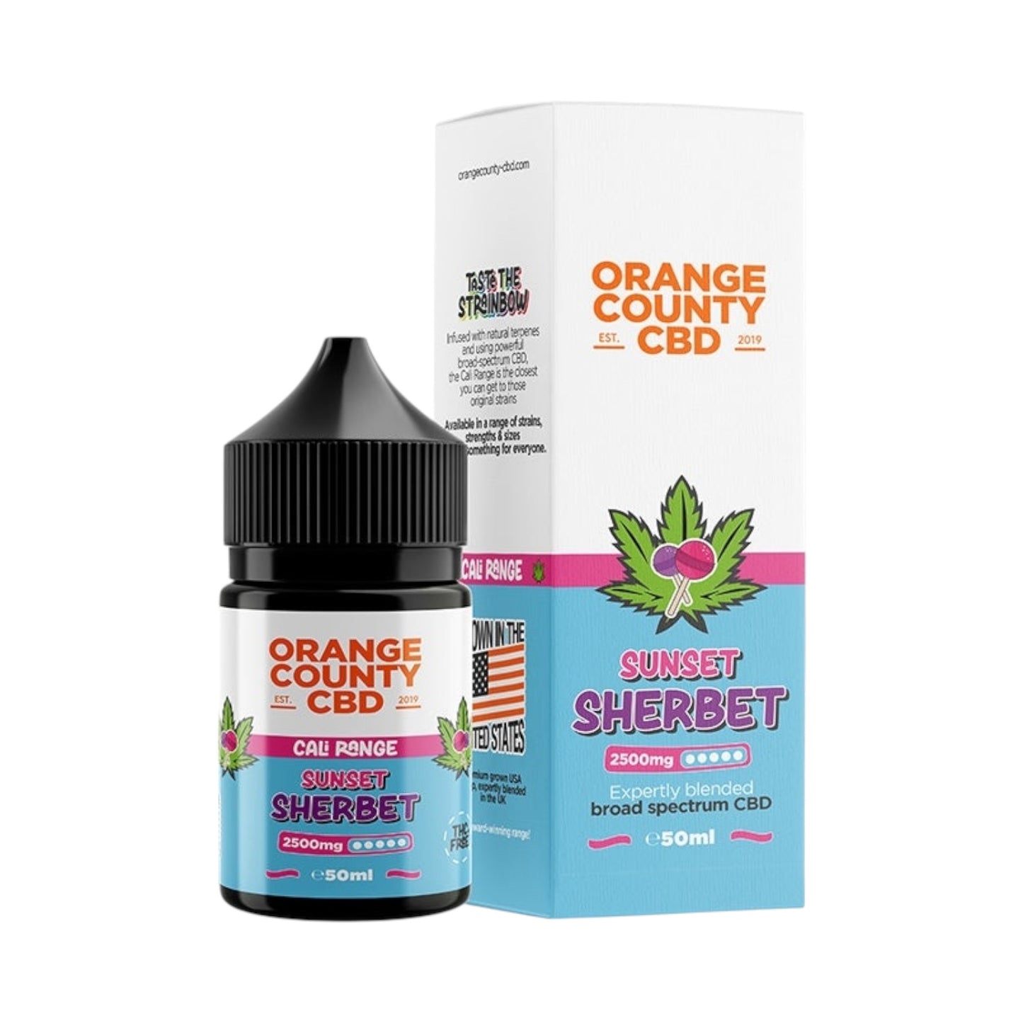 Orange County CBD Cali Range E-Liquid – Sunset Sherbet – 2500mg (50ml)