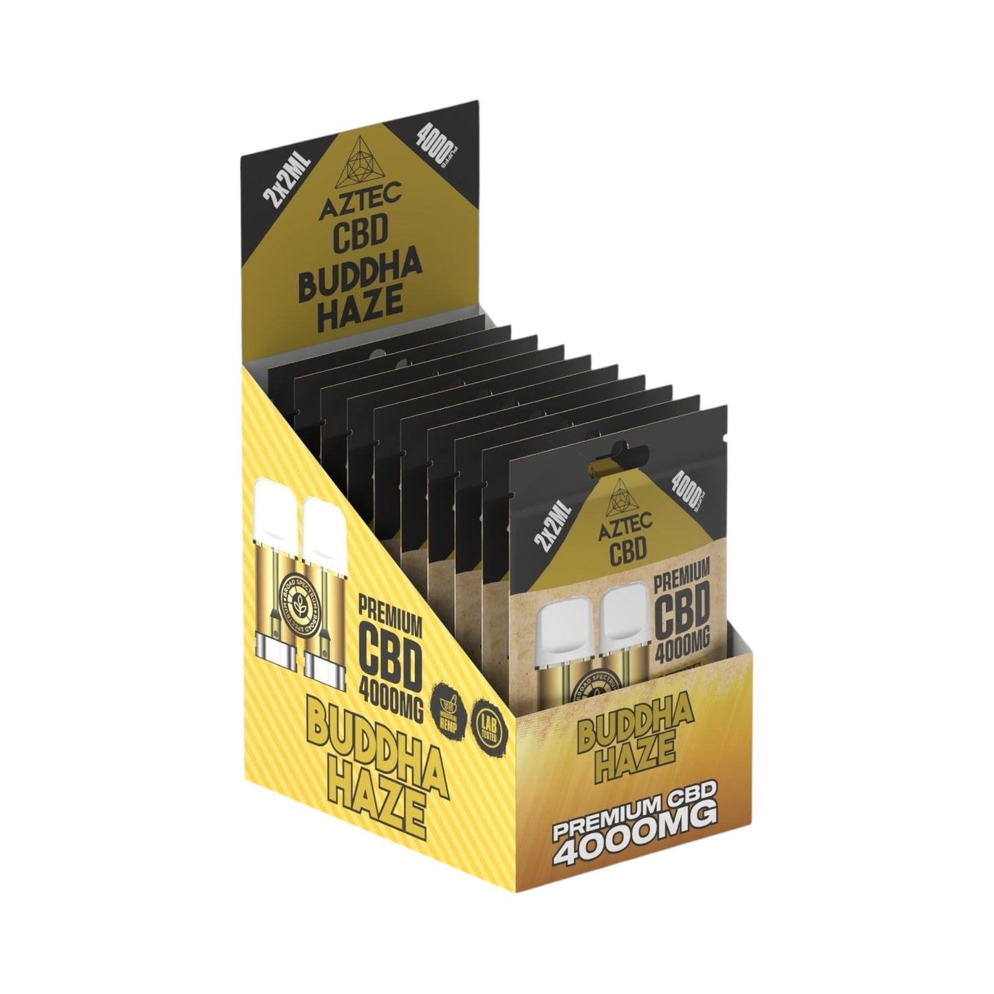 Aztec CBD Premium Pods - Buddha Haze (4000mg CBD, 2x2ml) | Broad Spectrum, THC-Free | 4000 Puffs