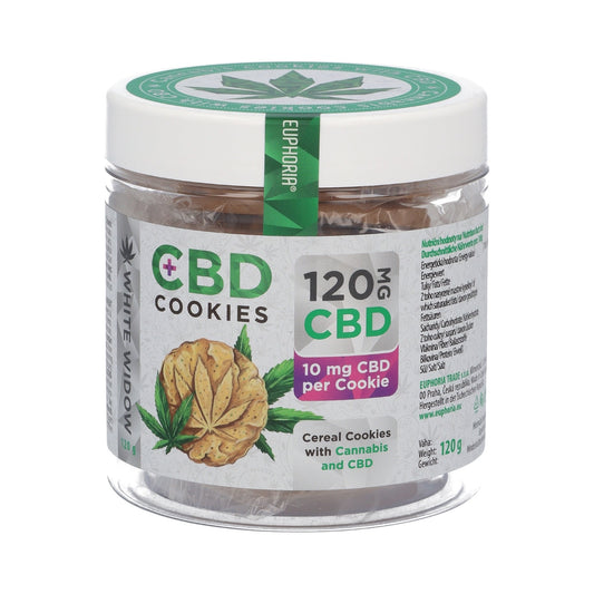 Euphoria CBD Cookies – White Widow (120mg CBD | 12 Cookies per Pot)