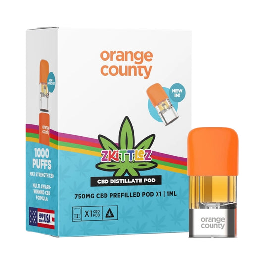Orange County CBD Refill Pod - Zkittlez OG (750mg, 1ml, Plug-and-Play, THC-Free) | Compatible with Orange County Pod Device