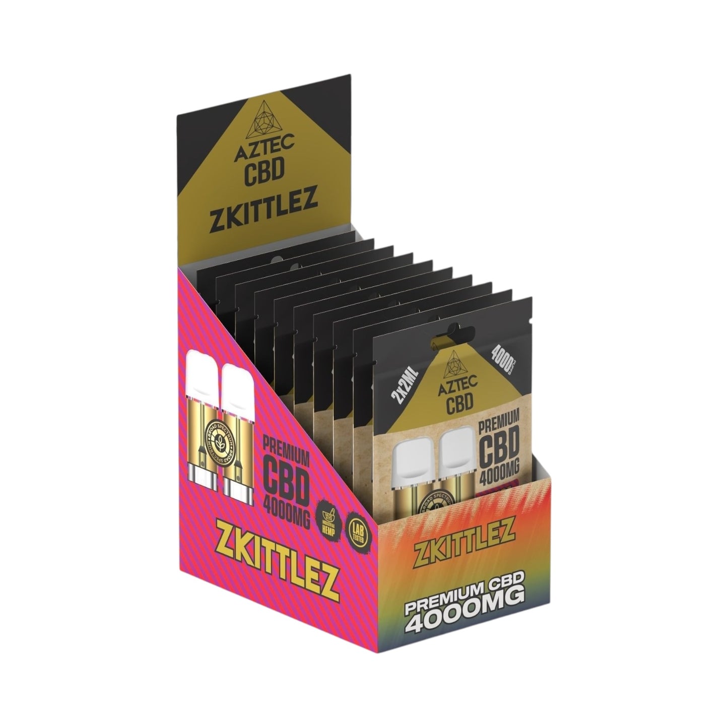 Aztec CBD Premium Pods - Zkittlez (4000mg CBD, 2x2ml) | Broad Spectrum, THC-Free | 4000 Puffs