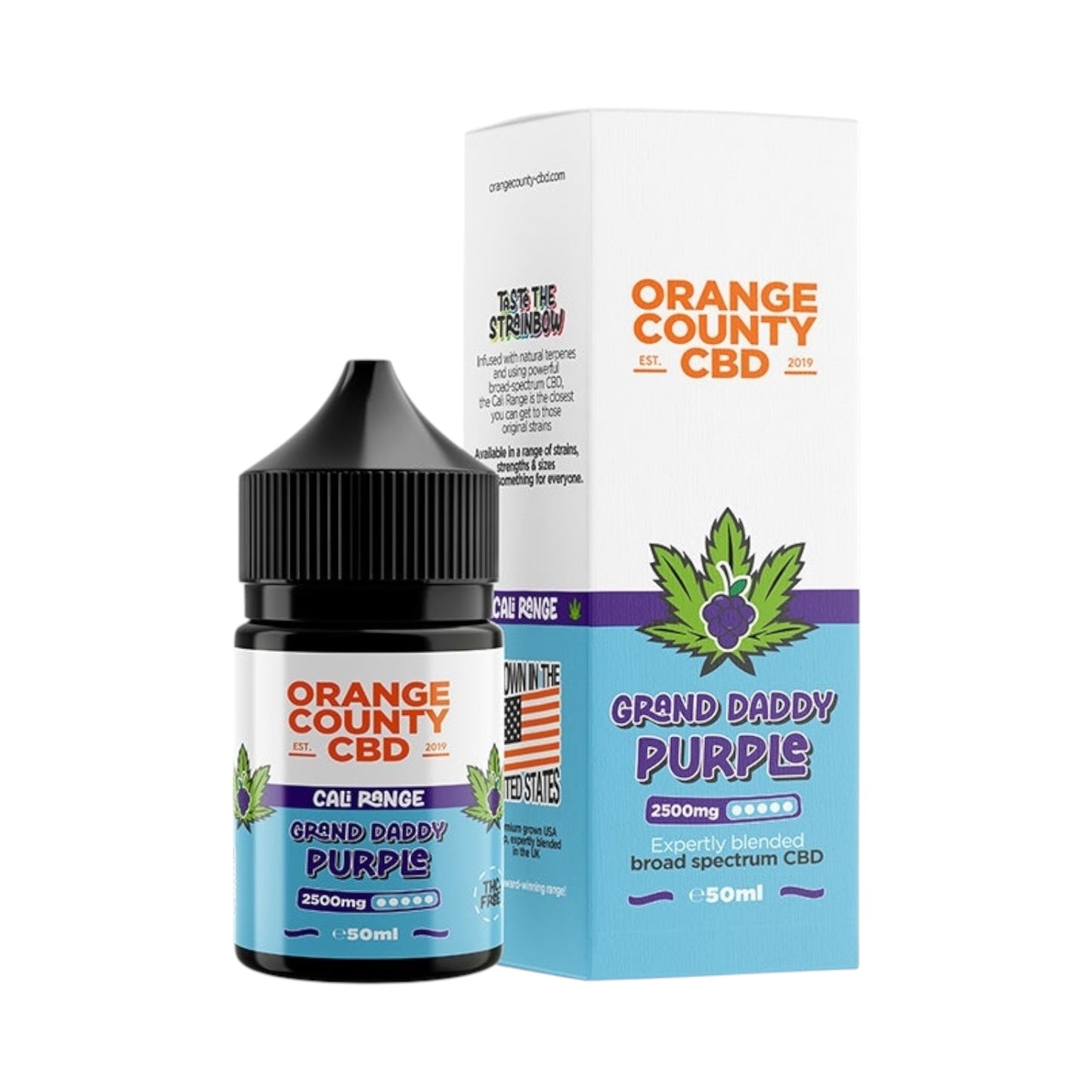 Orange County CBD Cali Range E-Liquid – Grand Daddy Purple – 2500mg (50ml)