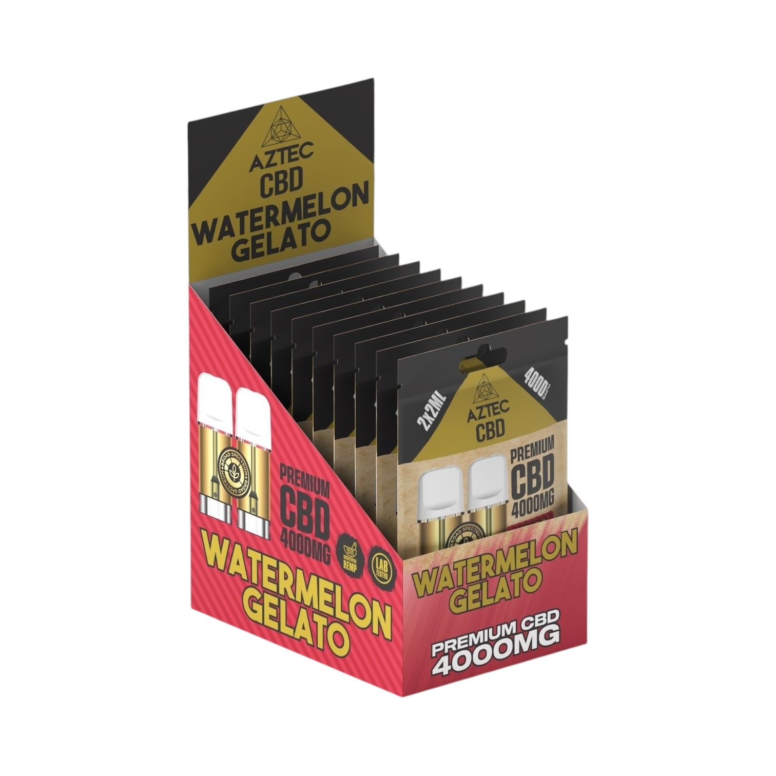 Aztec CBD Premium Pods - Watermelon Gelato (4000mg CBD, 2x2ml) | Broad Spectrum, THC-Free | 4000 Puffs