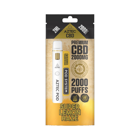 Aztec CBD Premium Pod System - Super Lemon Haze (2000mg CBD, 2ml) | Broad Spectrum, THC-Free
